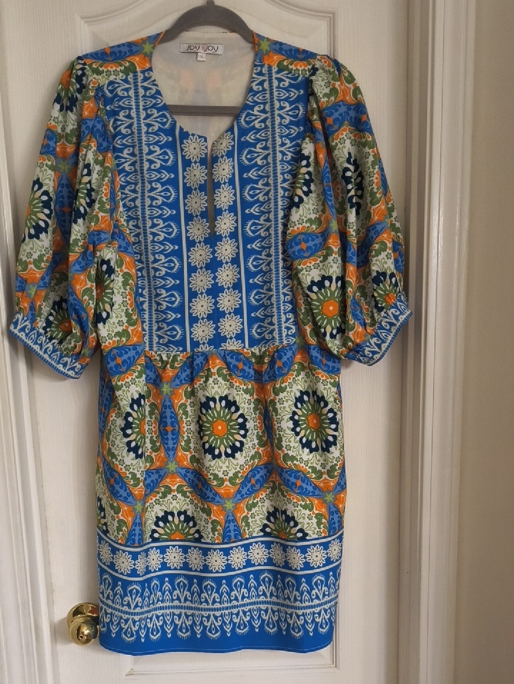 Joy Joy Blue & Orange Floral Midi Dress